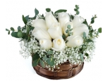 White Jewels - 12 Stems In Basket